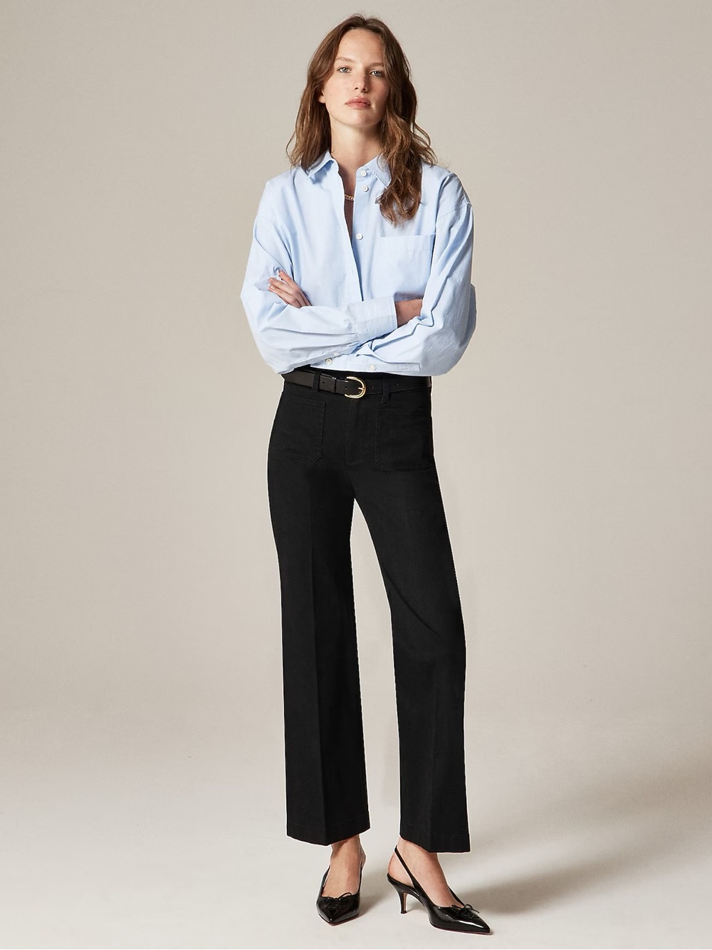 J CREW Charley kickout cropped pant in chino Black Size 27 NWT $118 CN590
